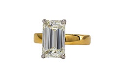 Anello solitario bicolore con diamante taglio smeraldo J. Birnbach GIA da 4,02 carati, K, SI2