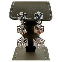 De Beers Diamond Earrings in 18 Karat White and Rose Gold