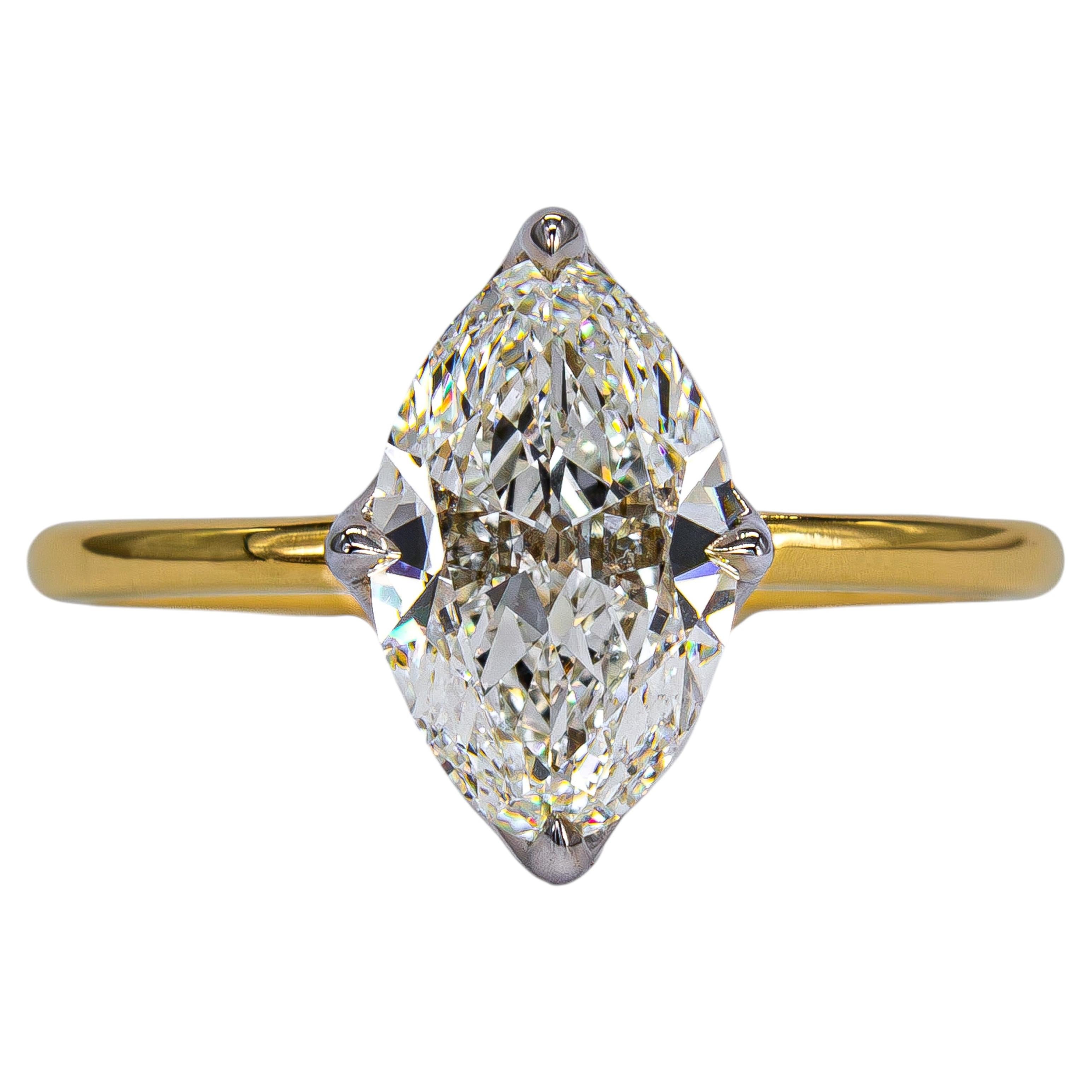 J. Birnbach GIA 1.50 Carat G VS2 Compass Set Oval Diamond Solitaire Ring For Sale
