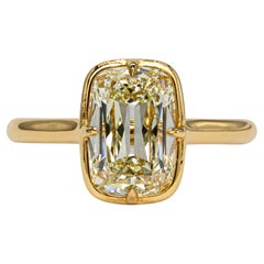 J. Birnbach GIA 2.27 Carat L VS2 Old Mine Diamond 18K Compass Set Solitaire Ring