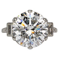 J. Birnbach GIA 6.71 Carat F VVS2 Round Brilliant Diamond Art Deco Style Ring