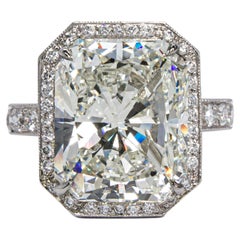 Anello solitario in platino con diamante J. Birnbach GIA da 8,70 carati, J VS2, taglio Radiant