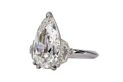Anillo de tres piedras con un diamante antiguo en forma de pera de 3,00 quilates, H VS2, de J. Birnbach GIA