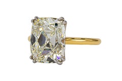 Anillo solitario de diamante de J. Birnbach, certificado por el GIA, de 5,01 quilates, color K, claridad VVS2, talla cojín y dos tonos