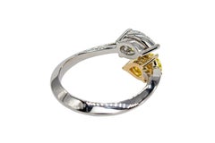 J. Birnbach GIA 1.73 Carat Total Fancy Yellow Pear Shape Diamond Toi et Moi Ring