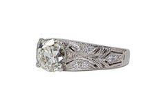 J. Birnbach GIA 1.44 Carat L I1 Old Mine Diamond Vintage Filigree Solitaire