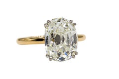 J. Birnbach GIA 5.10 Carat K SI2 Two-Tone Old Mine Diamond Solitaire Ring