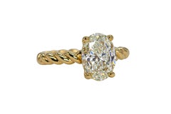 J. Birnbach GIA 1.67 Carat J VVS1 Oval Diamond 14K Yellow Gold Twist Solitaire