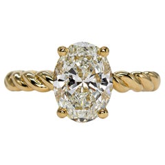 J. Birnbach GIA 1.67 Carat J VVS1 Oval Diamond 14K Yellow Gold Twist Solitaire