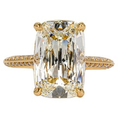 J. Birnbach GIA 4.03 Carat K VS2 Cushion Cut Diamond Solitaire Ring