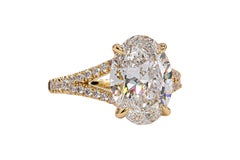 J. Birnbach GIA 3.01 Carat D SI1 Oval Diamond 18K Split-Shank Pave Ring