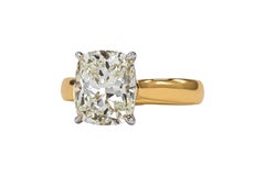 J. Birnbach GIA 3.11 Carat L VS1 Two-Tone Cushion Cut Diamond Solitaire