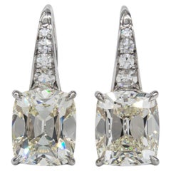 J. Birnbach GIA 6,09 Karat Old-Mine-Diamant, 18-Karat-Weißgold-Ohrringe in Tropfenform