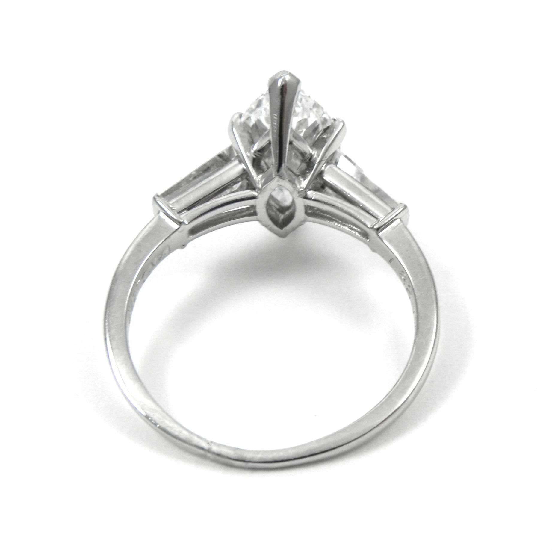 Women's or Men's Van Cleef & Arpels 1.75 Carat Marquise Cut D IF Diamond Platinum Ring GIA