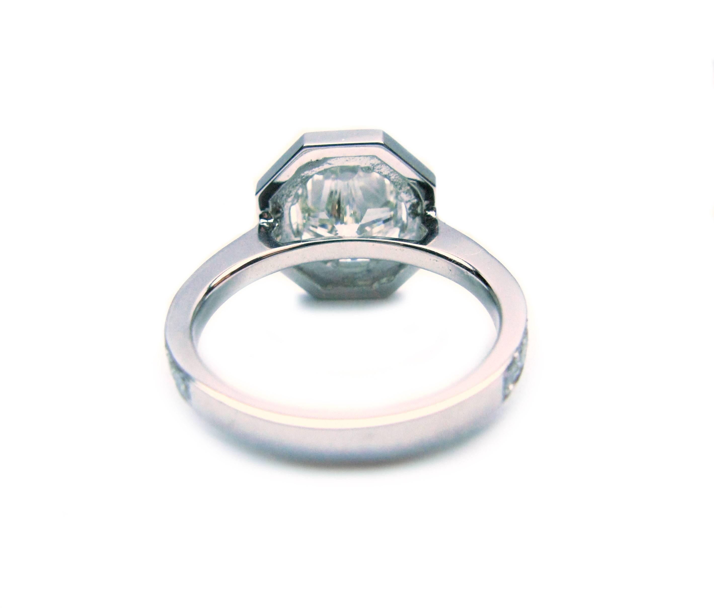 1.74 Carat GIA I VS1 Octagon Brilliant Unique Diamond  Ring 2