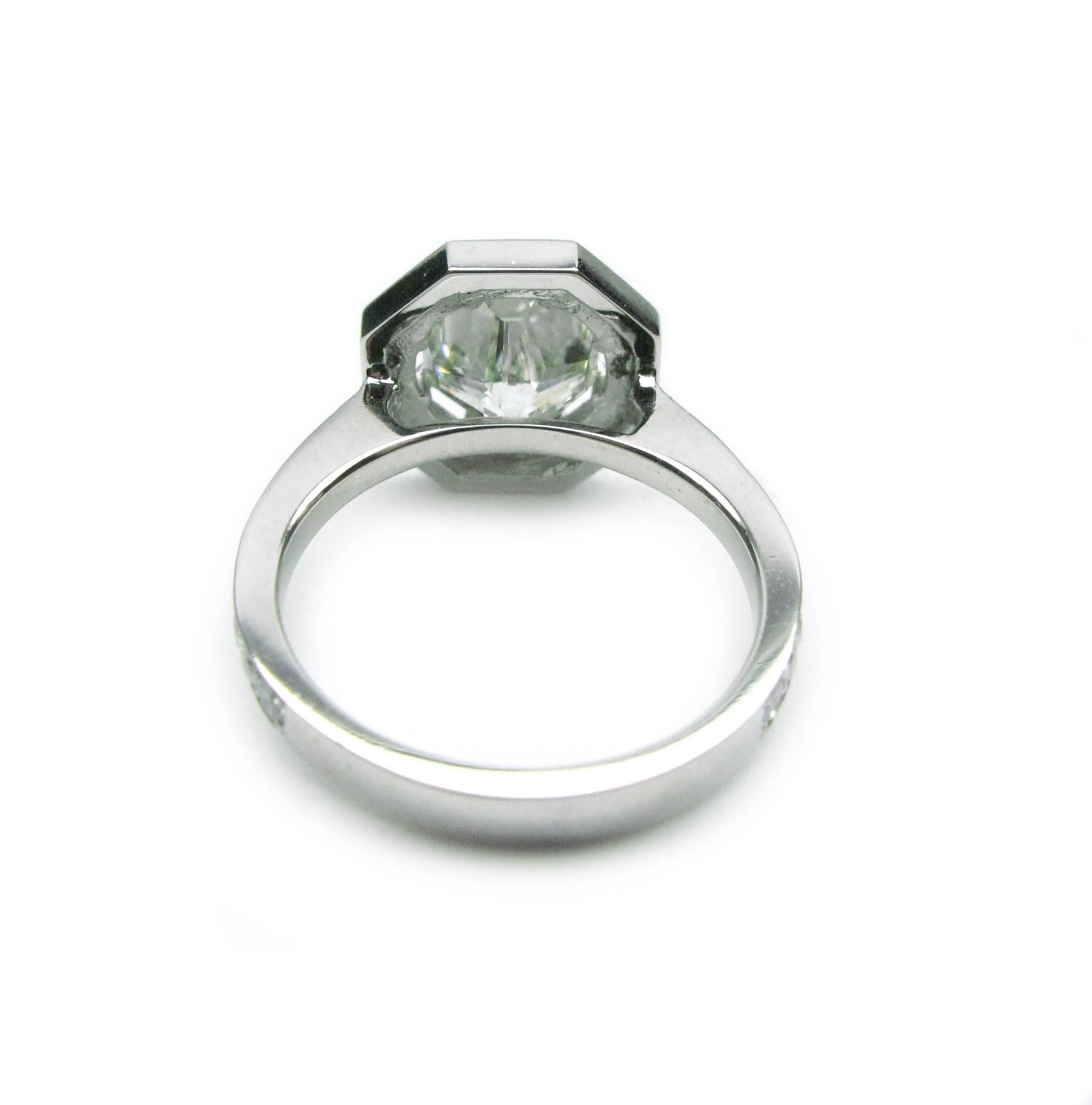 1.74 Carat GIA I VS1 Octagon Brilliant Unique Diamond  Ring 3