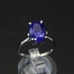 4.56ct Oval Tanzanite and Diamond Platinum Ring