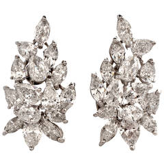 Marquise and Pear-Shaped Diamond Gold Clip-Back Earrings