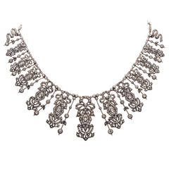 Diamond Silver Gold Fringe Necklace