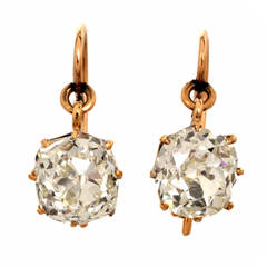 Vintage Old Mine Diamond Solitaire Rose Gold Pendant Stud Earrings
