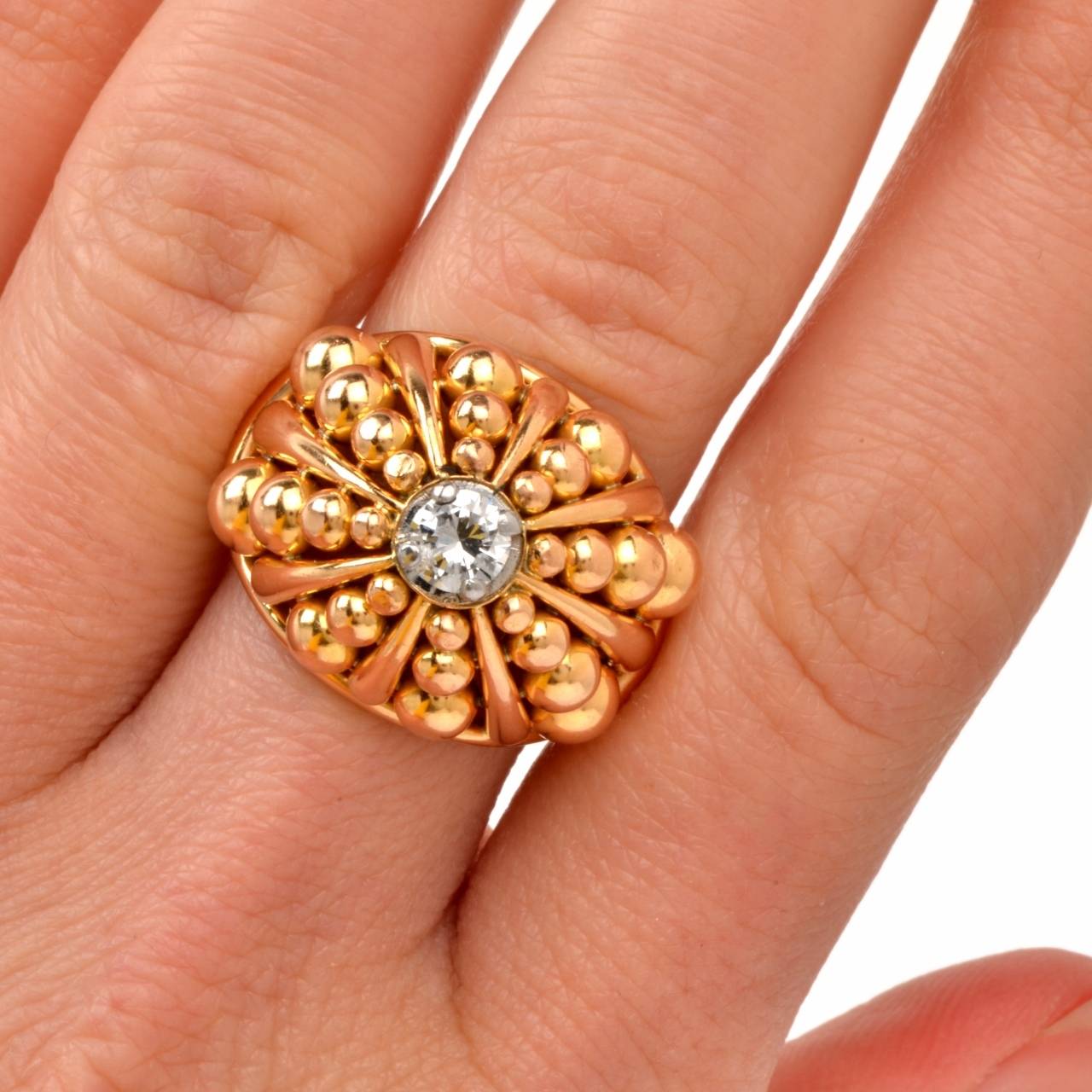 Women's Diamond Gold Dome Cocktail Ring