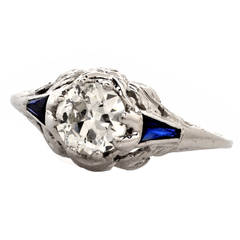 1930s Sapphire Diamond Platinum Engagement Ring