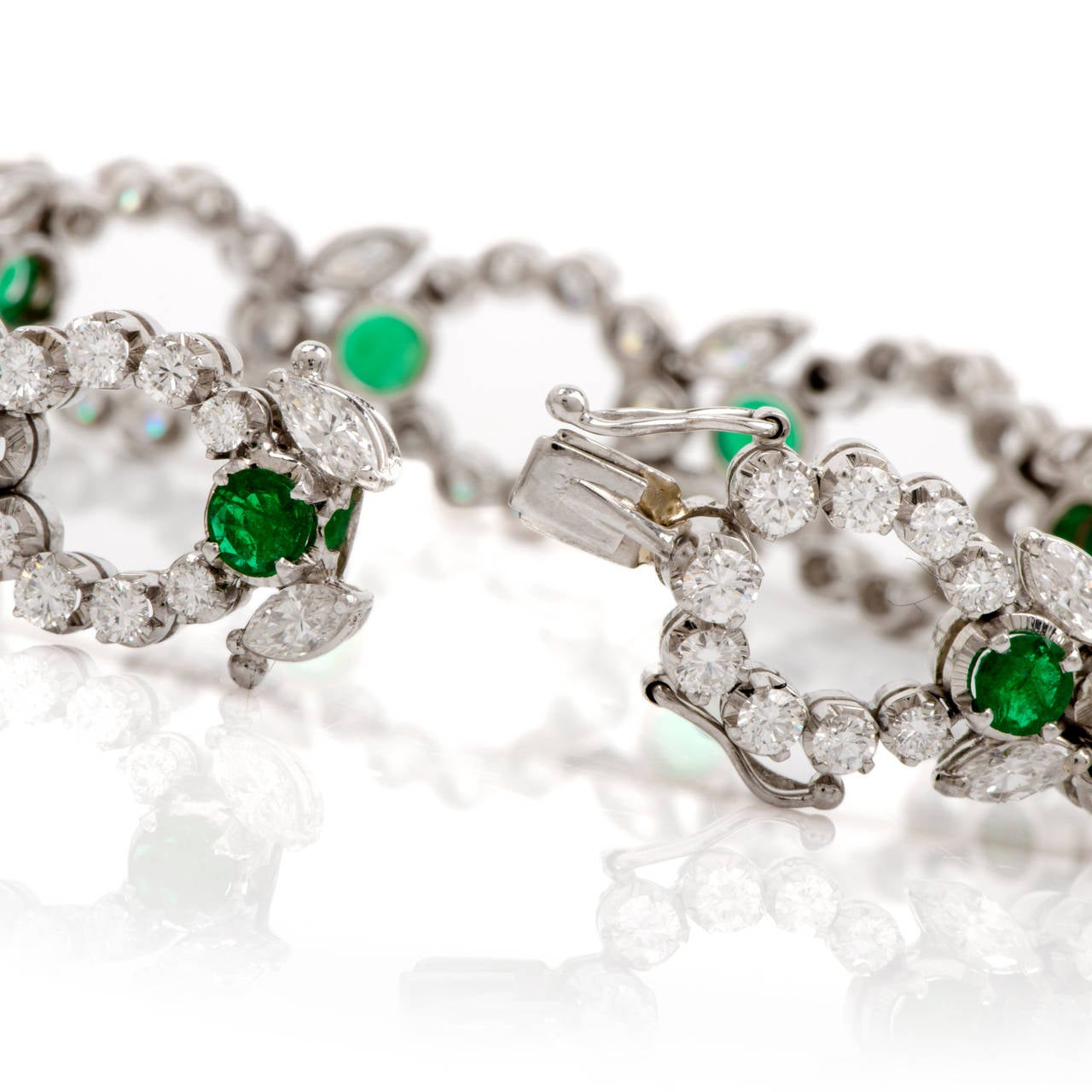 Women's Emerald Diamond Platinum Bracelet