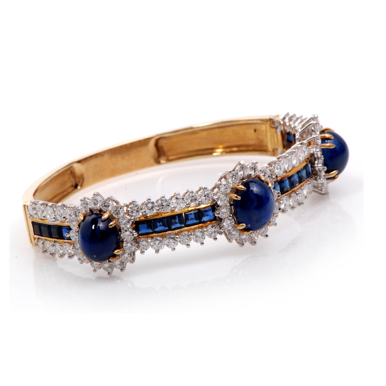 Women's Diamond Sapphire Gold Bangle Bracelet