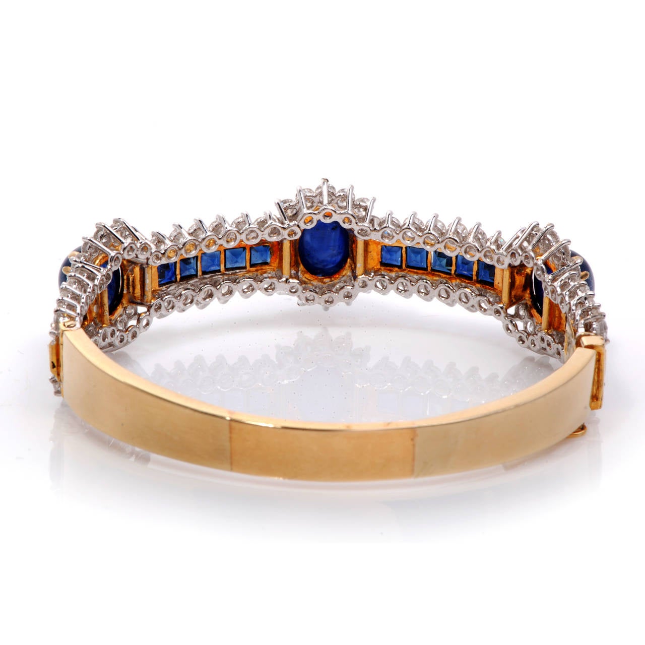 Diamond Sapphire Gold Bangle Bracelet 1