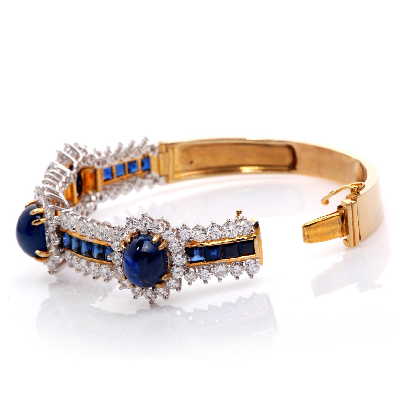 Diamond Sapphire Gold Bangle Bracelet 2