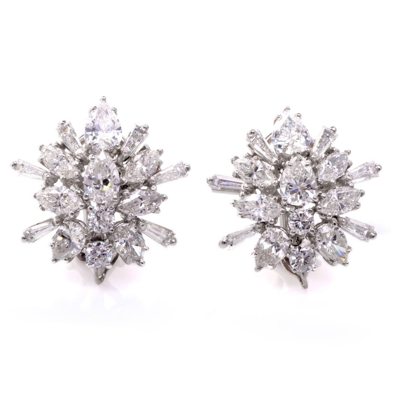 Women's Diamond Platinum Day and Night Earrings Circa 1960s