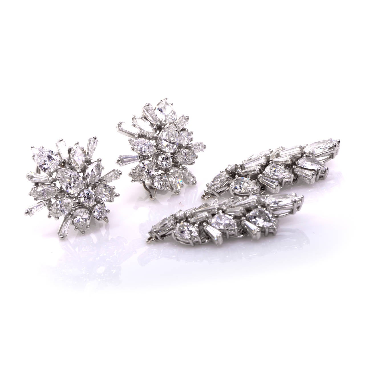 Diamond Platinum Day and Night Earrings Circa 1960s 1