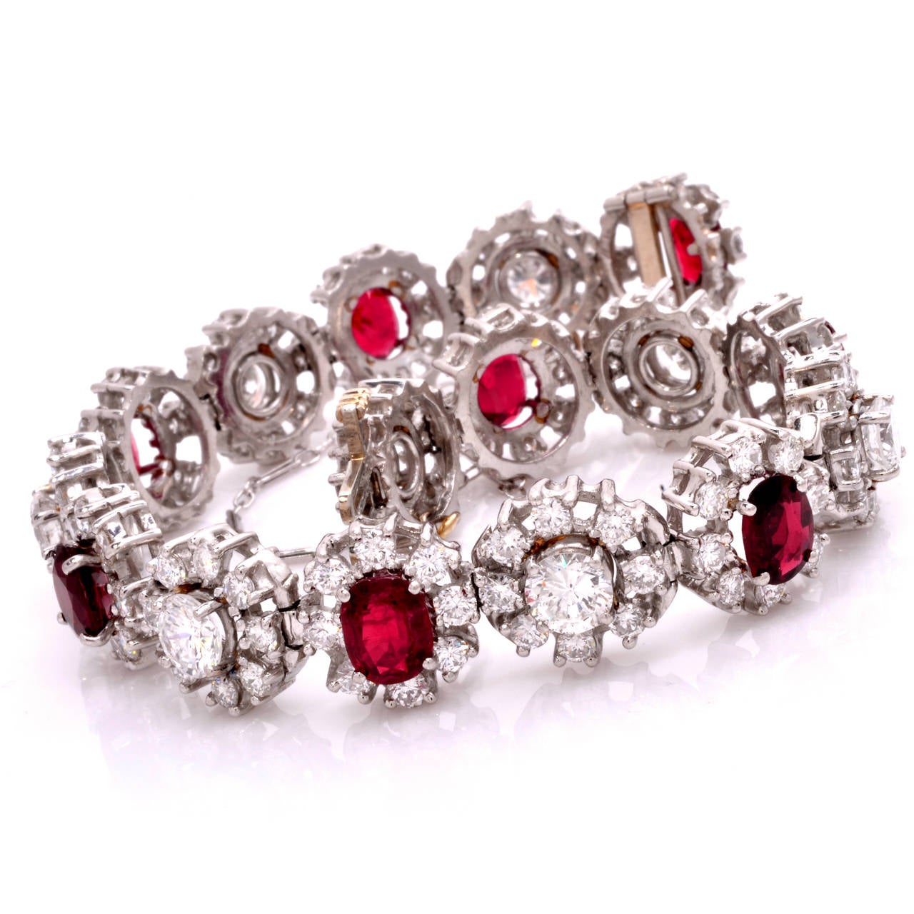 Modern Ruby Diamond Gold Floral Bracelet