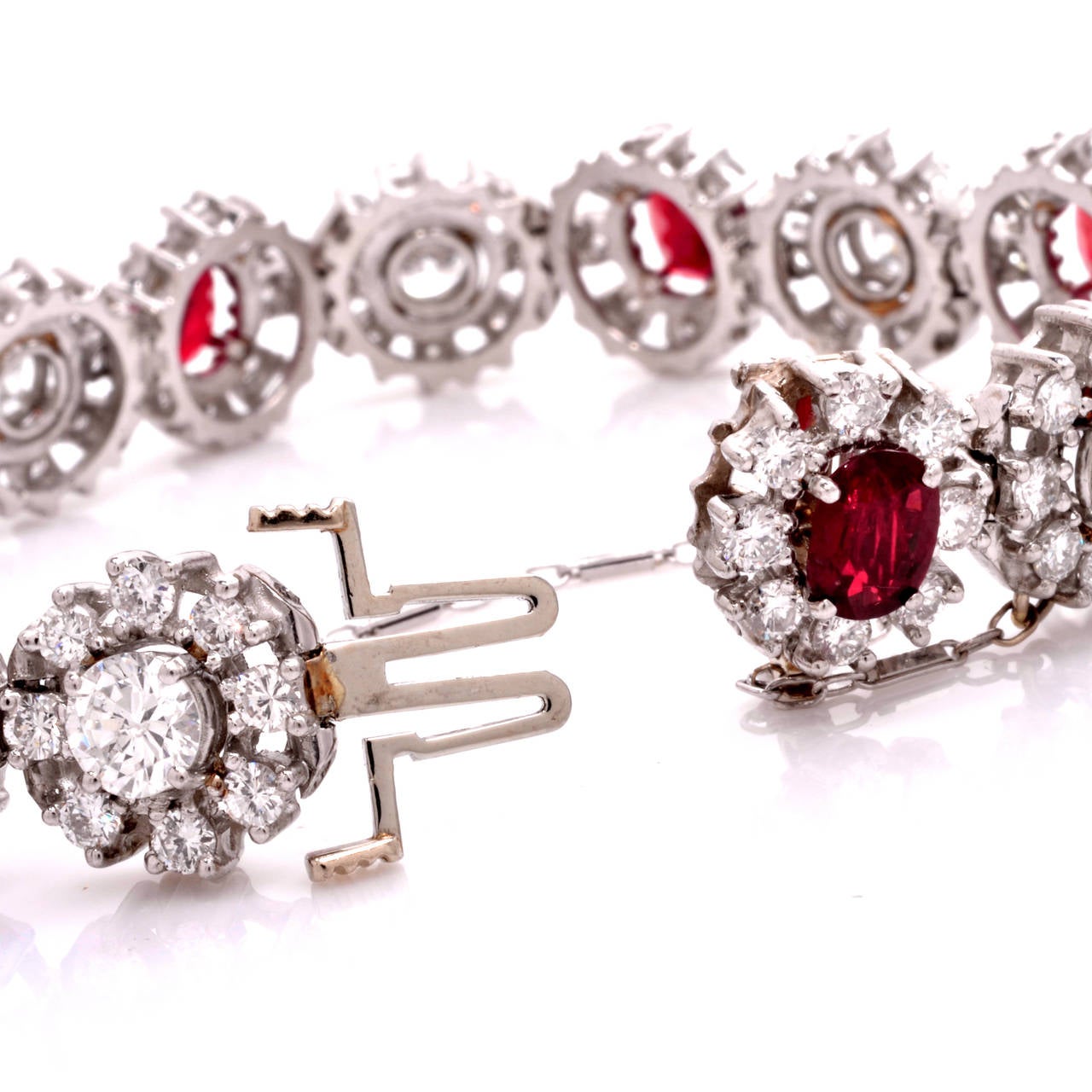 Women's Ruby Diamond Gold Floral Bracelet