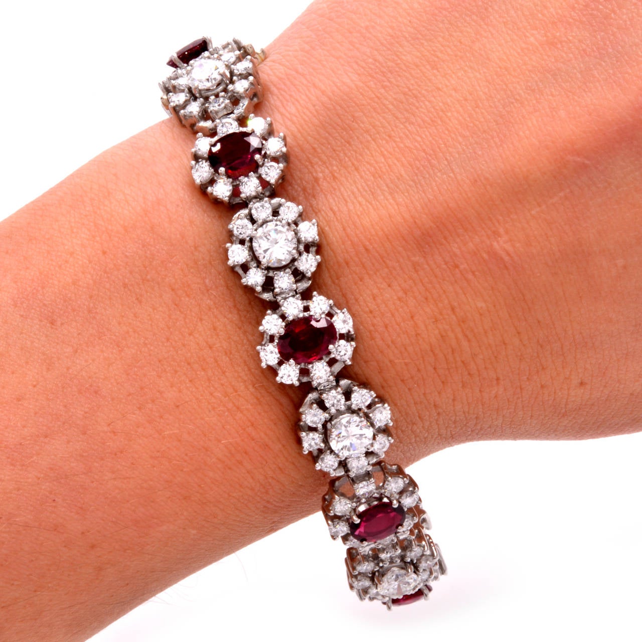 Ruby Diamond Gold Floral Bracelet 1