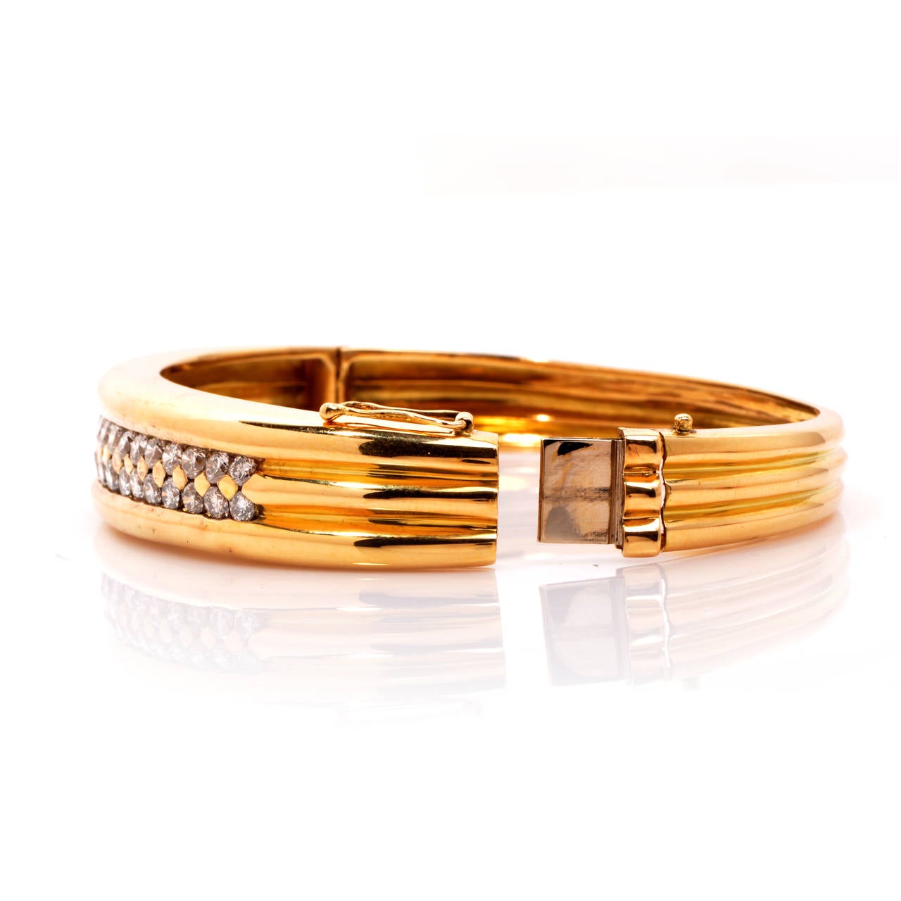 Women's or Men's Diamond Gold Bangle Bracelet