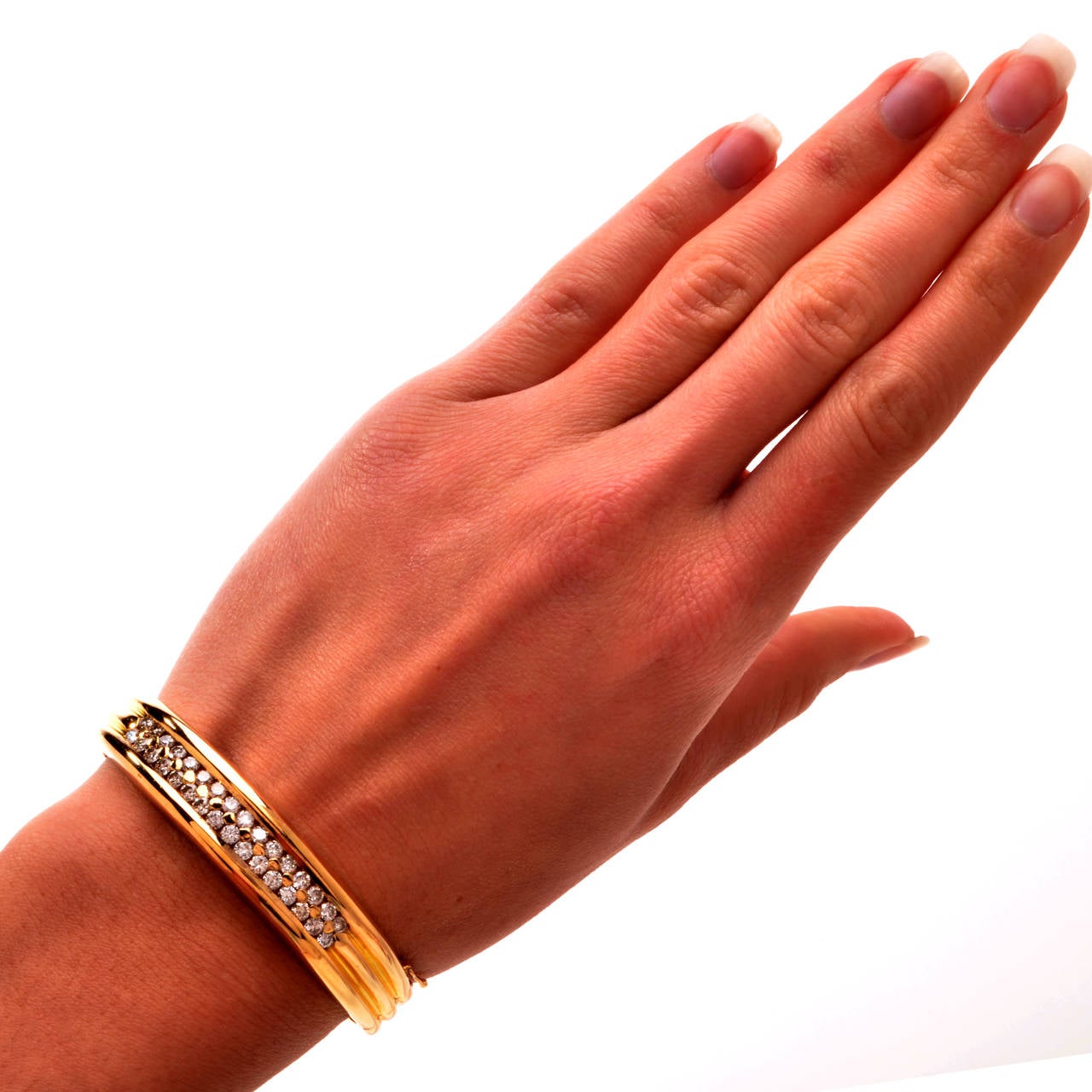 Diamond Gold Bangle Bracelet 3