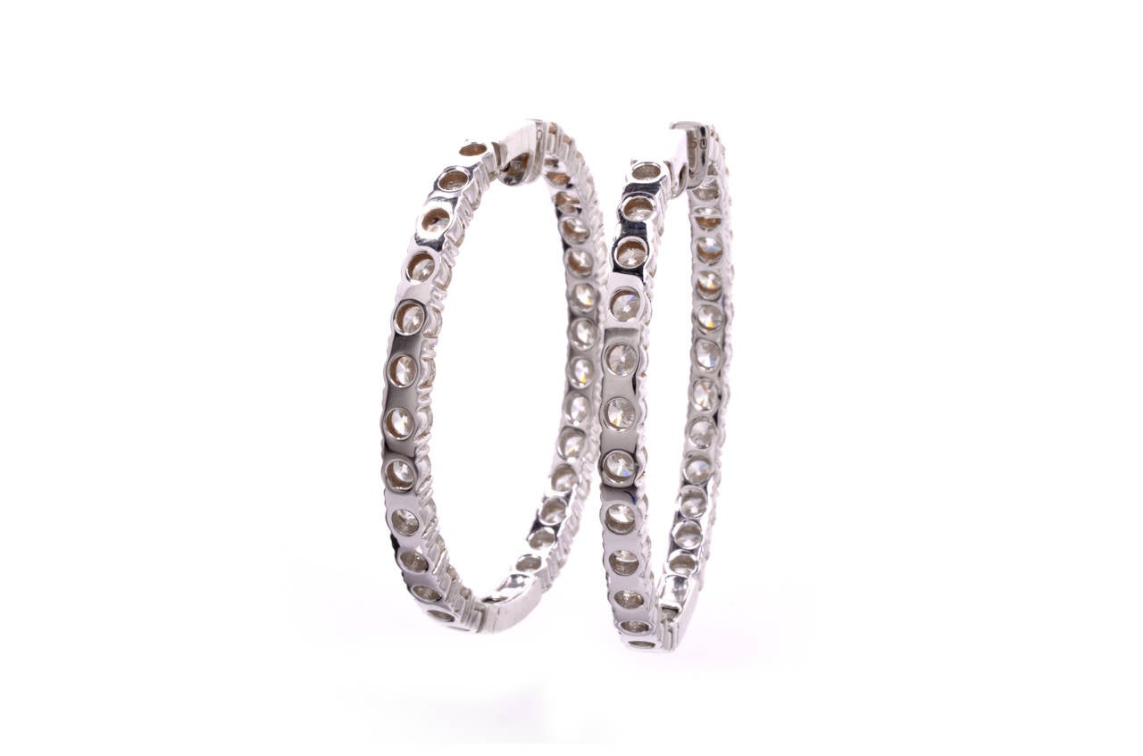 Modern Impressive Large Diamond Gold Hoop Earrings