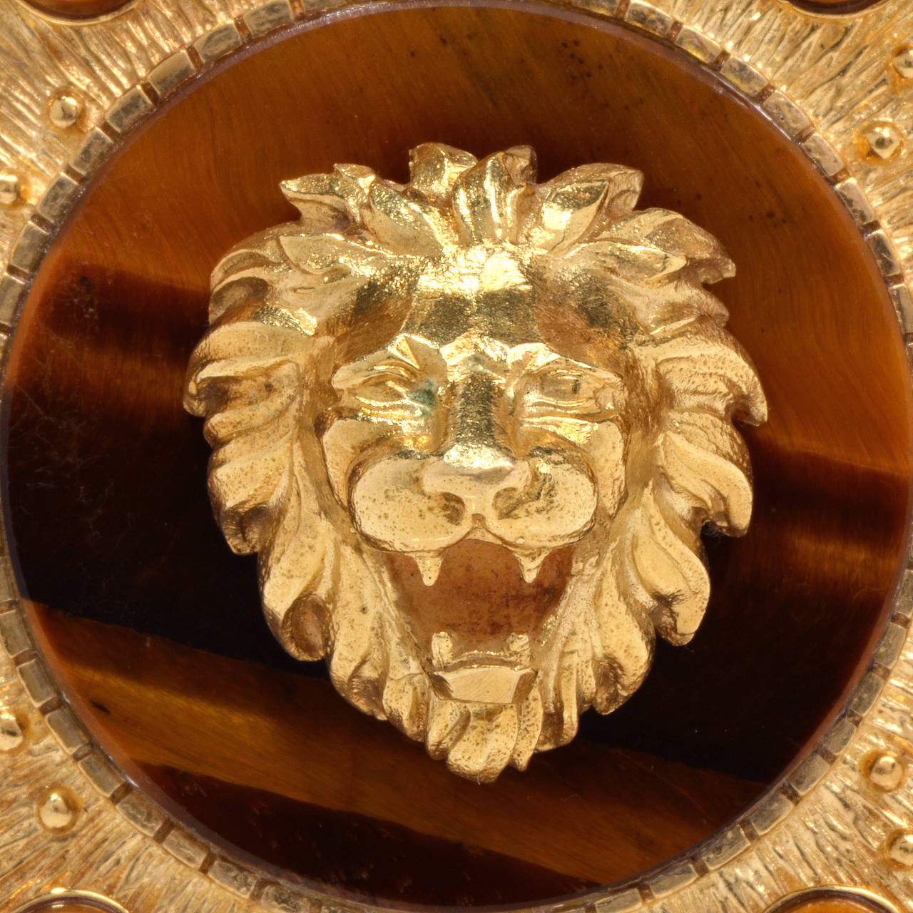Tiger's Eye Gold Lion Pin Pendant