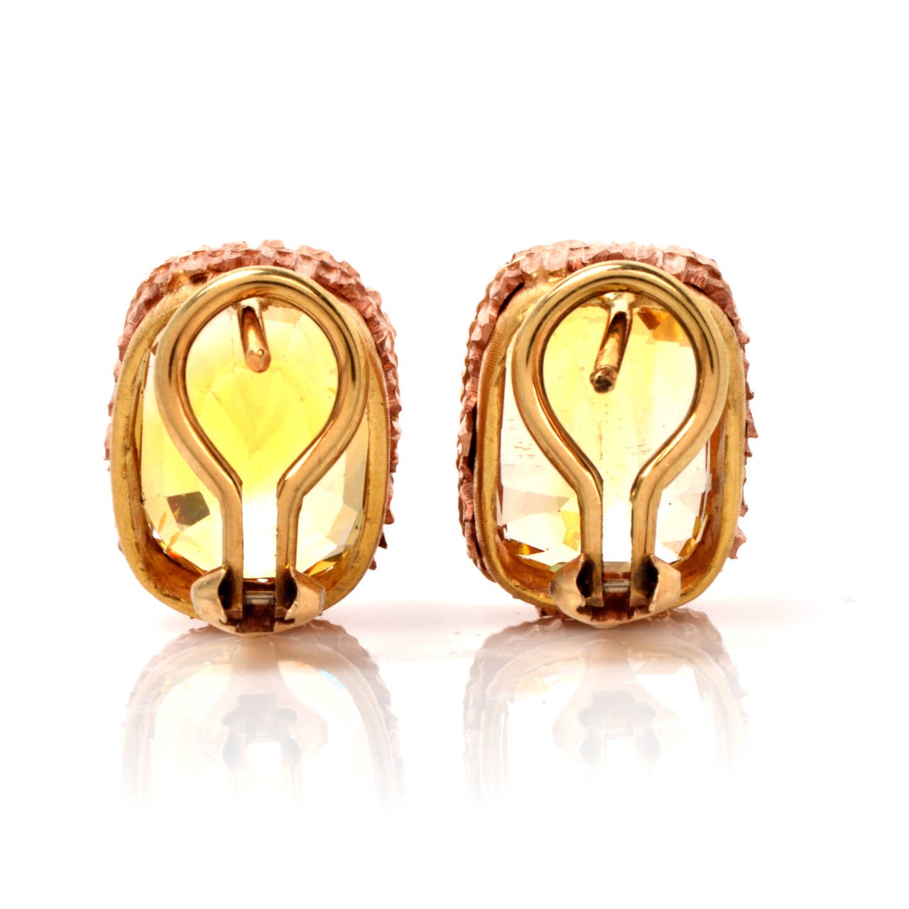 Retro Certified Natural Golden Sapphire Clip Earrings