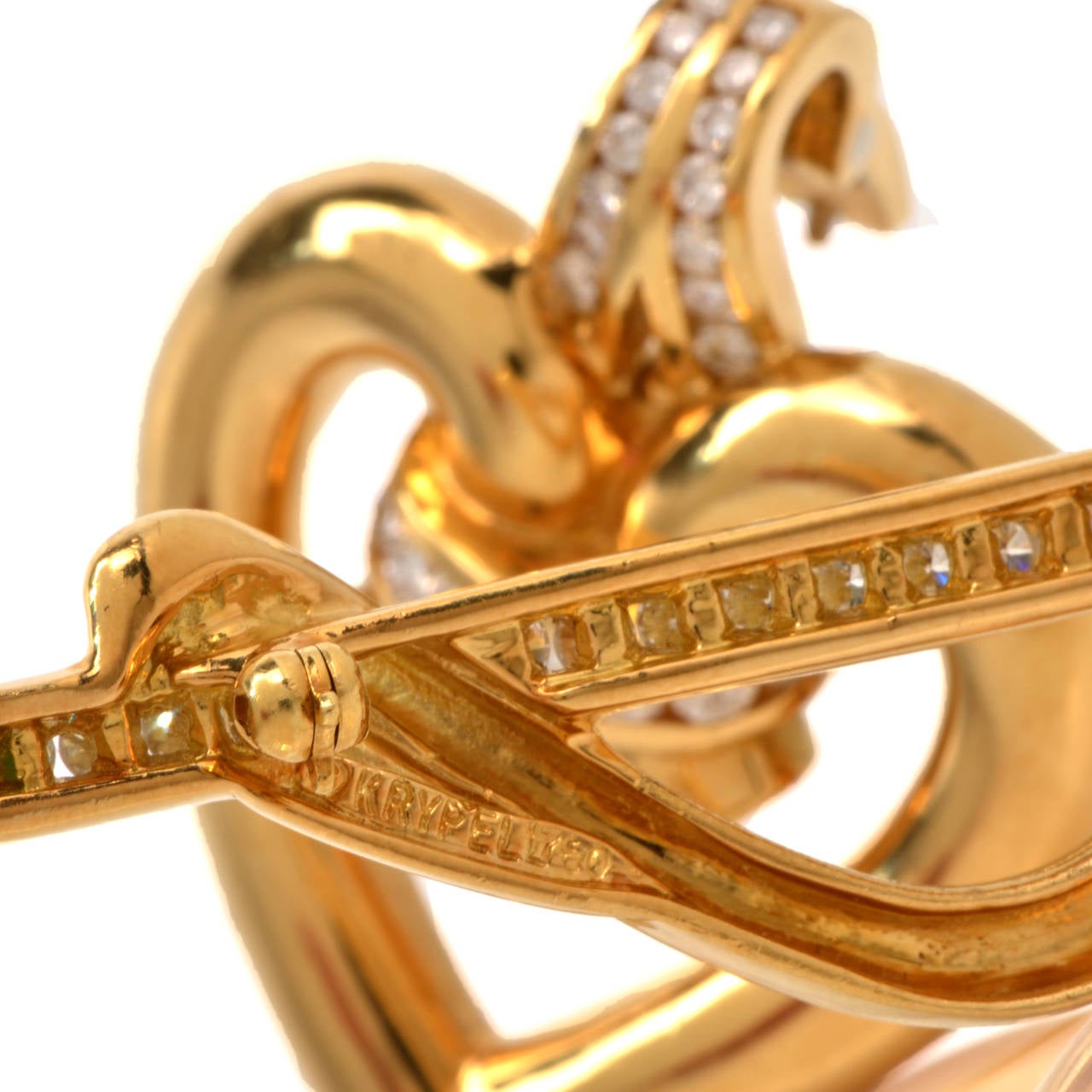 Krypell Emerald Diamond Gold Heart Pendant Brooch Pin 3