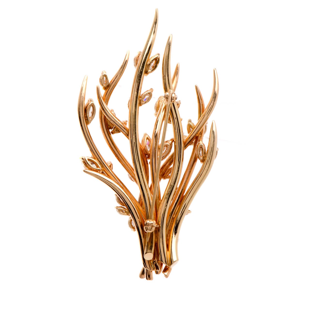 Retro Exceptional Diamond Gold Branch Tree Pin