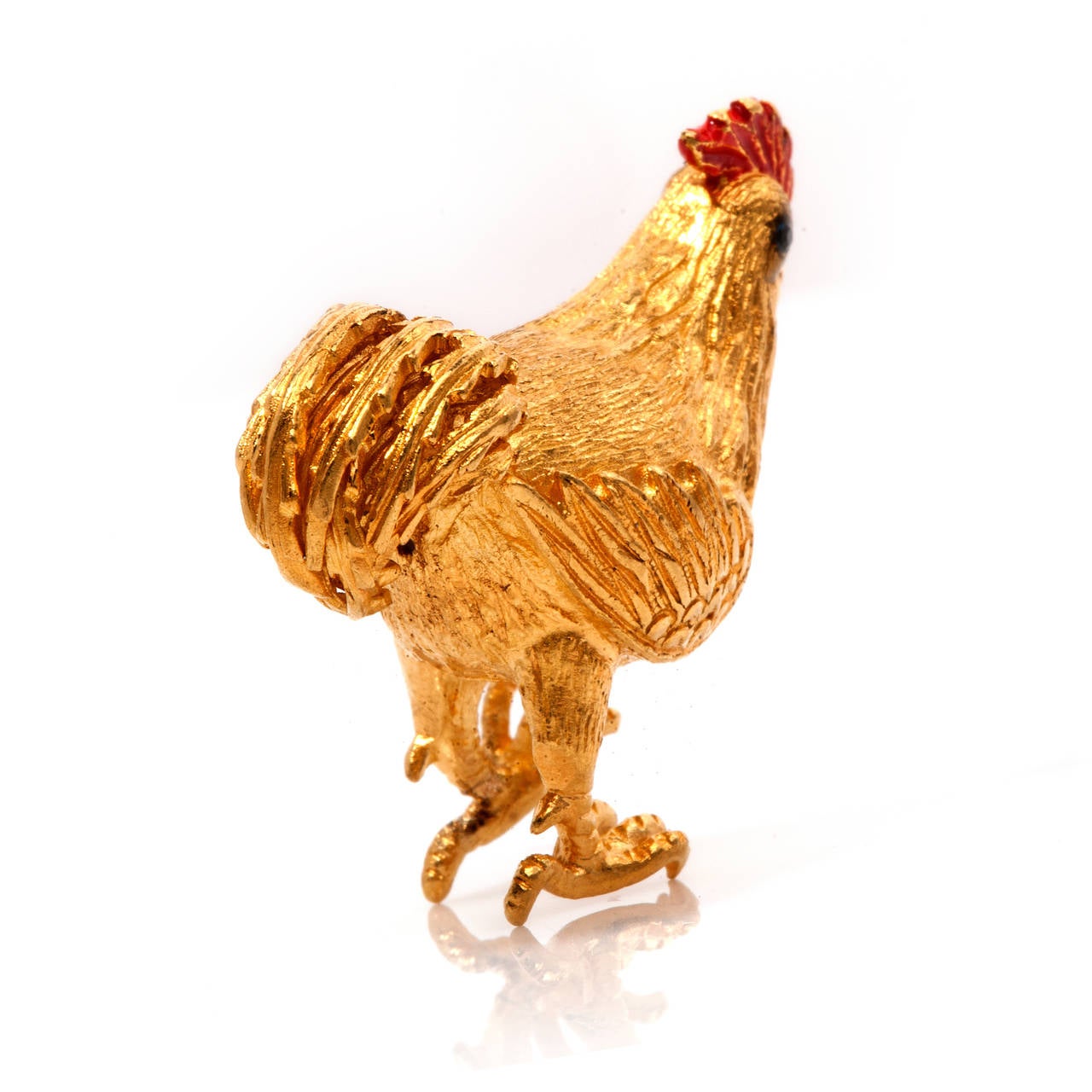 Early Victorian Vintage Gold Chinese Rooster Figurine