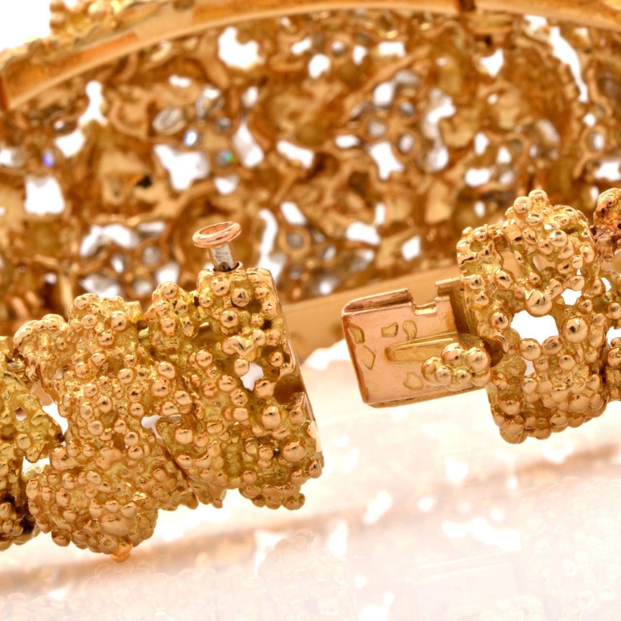 Boucheron Diamond Nugget Gold Bracelet In Excellent Condition In Miami, FL