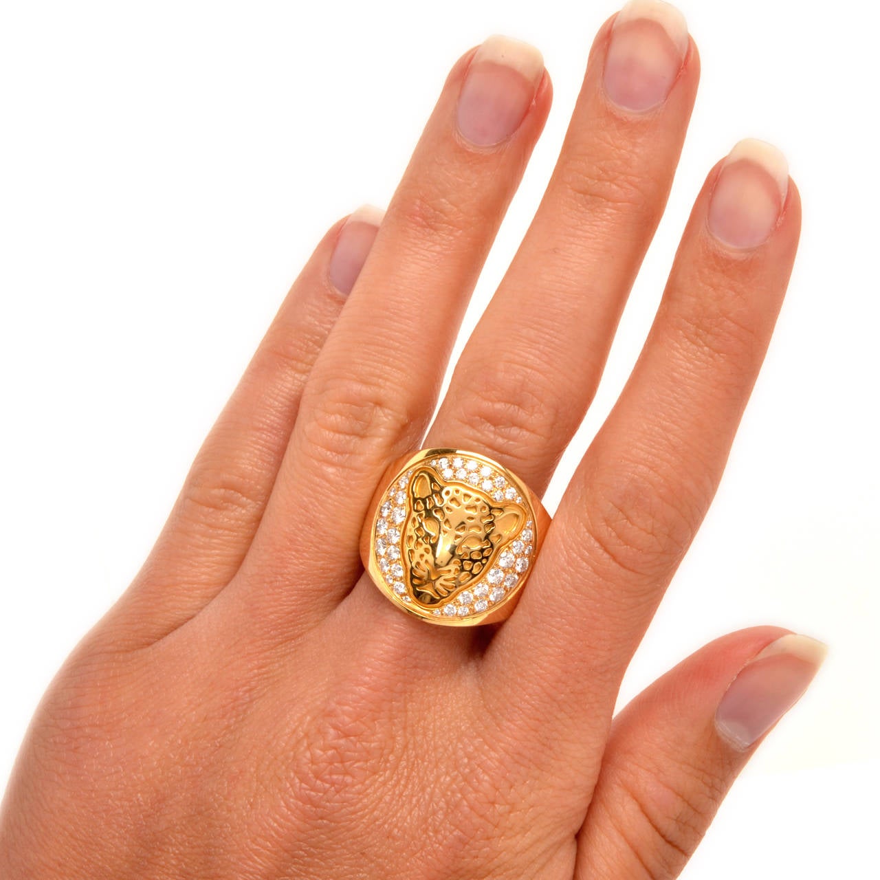 Women's Carrera y Carrera Diamond Gold Linea Fiera Leopard Ring