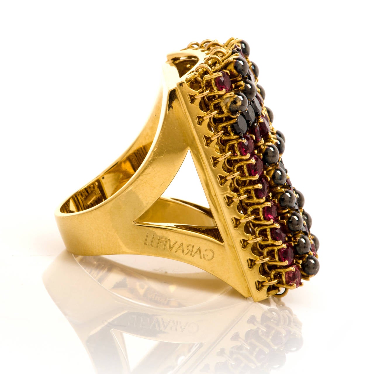 Women's Garavelli Ruby Back Diamond Gold Cocktail Ring