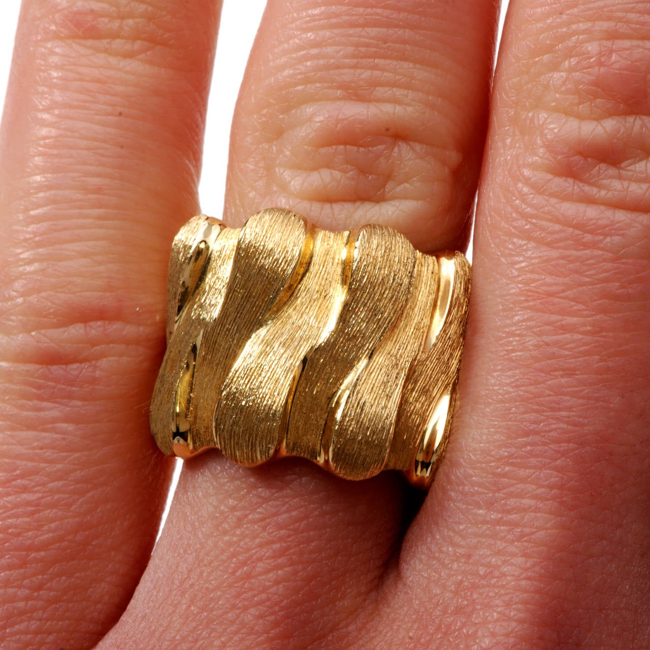 Henry Dunay Saby Gold Textured Band Ring 2