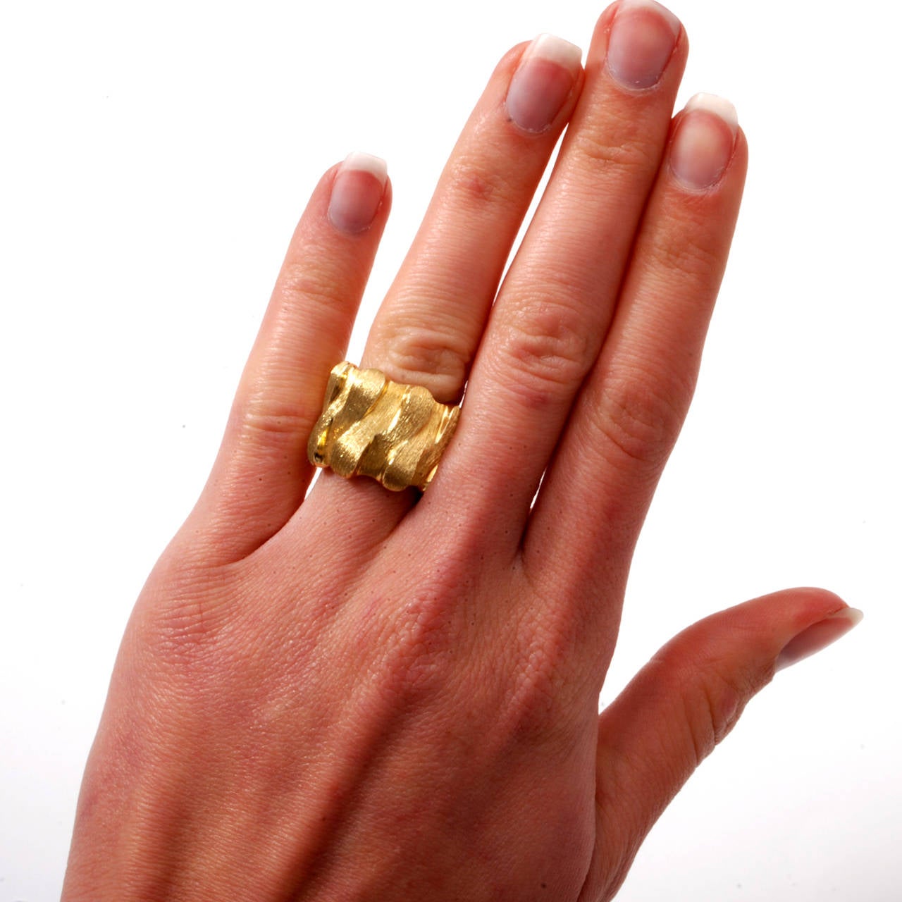 Henry Dunay Saby Gold Textured Band Ring 3