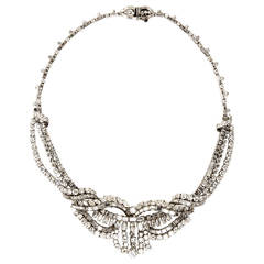 1950s Glamorous Diamond Platinum Necklace 7