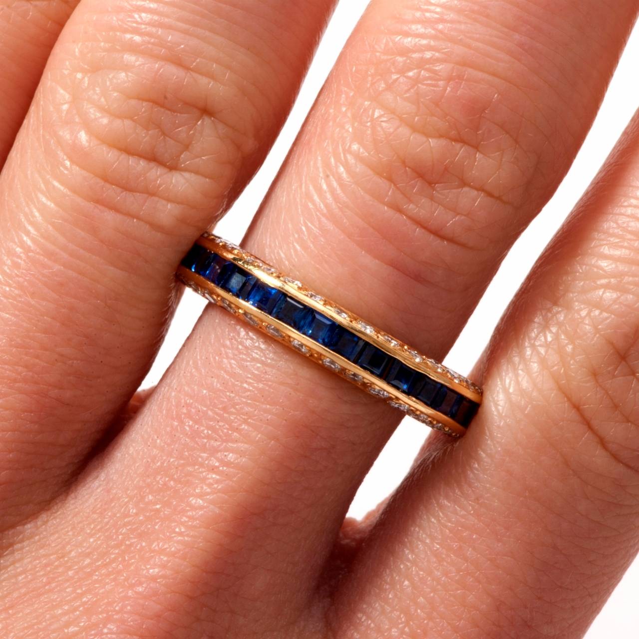 Sapphire Diamond Gold Eternity Band 1